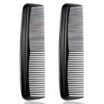 Hair Comb, 2Pcs Plastic Pocket Combs Black Hair Combs Fine and Wide Tooth Dressing Comb Heat Resistant Anti Static Hairdressing Styling Combs for Grooming Hair Beard