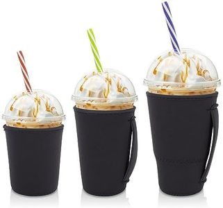 AJLTPA Iced Coffee Sleeve Insulator Sleeves for Cold Drinks Beverages, 3 Pack Reusable Neoprene Cup Sleeve with Handle for 16-32oz Coffee cups（Black）