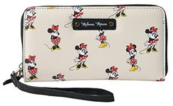 Disney Wallet Wristlet Mickey Minnie Mouse Winnie Pooh Zip Clutch Faux Leather, Minnie Mouse Cream, Clutch Wallet