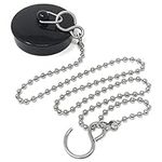 Smith’s® (48mm-50mm) Black Plug & Chain - Bathtub, Bathroom, & Kitchen Sink Plug | 48cm Strong Stainless Steel Ball Chain With S-Hooks | Comes Pre-Assembled