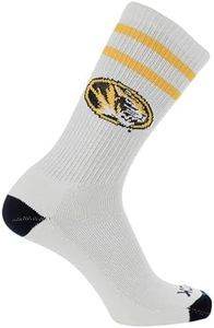 Missouri Tigers Socks Vintage Soft Cotton Sock with Stripes – NCAA Licensed | Black & Gold University of Missouri | College Fan Gameday Apparel for Men & Women | Men's & Women's (Large)