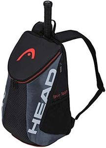 HEAD Tour Team Tennis Backpack 2 Racquet Carrying Bag w/Padded Shoulder Straps & Shoe Compartment - Black/Grey