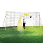 Open Goaaal Football Goal & Backstop Net with Rebounder - Junior Size - Football Sports Netting for Backyard Barrier