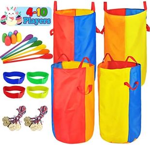 Dreampark Outdoor Games Potato Sack Race Bags for Kids Adults 4-10 Players, Carnival Birthday Party Easter Field Day Games Outside Lawn Yards Family Reunion Games 3 Legged Race and Egg Spoon Race