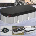 [2024 Upgrade Super Windproof] 9x14FT Oval Pool Cover for Above Ground Pools,[Durable and Tear-Resistant] Oval Winter Pool Cover with Enhanced Ratchets and Tarp Clips