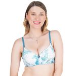 Komli - Heavily Padded Wirefree Printed Push-Up Bra - Polyamide Fabric - Balconette - Seamless, Wireless, 3/4th Coverage, Multiway Straps - T-Shirt Bra(K-3803-PR-1PC-34B)