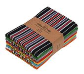 Urban Villa Kitchen Towels, 100% Cotton Dish Towels,Mitered Corners,Ultra Soft (Size: 20X30 Inch),Multi Color Waffle Stripes, Highly Absorbent Bar Towels & Tea Towels - (Set of 8)