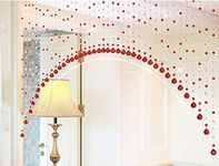 PINDIA Fancy Sparkling 9 Feet Wide Arch Bead Hanging Curtain with Pure Glass Drops - Red (Set of 60 Strings)