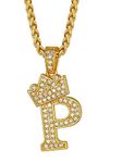 Initial Letter P Necklace Women Men CZ Alphabet Pendant with Chain 22'' Hip Hop hippie Ice Out Fashion Jewelry Gift For Boyfriend Girlfriend