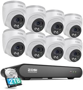 ZOSI C220 8CH 4MP QHD 2.5K PoE Home Security Camera System, 8CH 5MP 3K NVR with 2TB HDD for 24/7 Record, 8 x 4MP(1440p) Dome IP Cameras Outdoor Indoor, Smart AI Human Detection, One-Way Audio