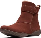 Clarks Women's Roseville Boot Warmlined Waterproof Ankle, Mahogany Suede, 8 Wide