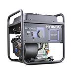 Hyundai Petrol Open Frame Generator 3kW / 3.75kVA, For Home or Site Use Powering Power Tools, Lighting Rrigs, Garages, Workshops, 3 Year Warranty