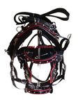SHOWMEN CRAFT Nylon Driving Harness for Single Horse In Red/White With SHOWMEN CRAFT0MM Artificial Diamond (Cubic Zircon) Brow band Bridle in 4 sizes (Cob)71