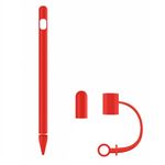 siduater Silicone Sleeve for Apple Pencil 1st Generation, Ultra Light Pen Skin Case Accessories Soft Protective iPad Pencil Grip Holder with 2 Nib Covers 1 Cable Adapter Tether, Red