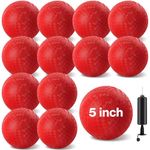 HSLCGF 12 Pcs Dodgeballs 5 Inch Playground Ball Kickball Red Inflatable Rubber Handball Bouncy Dodge Ball with 1 Hand Pump for Outdoors Ball Games Gym Camps Picnic (Needle is at The Top of The Pump)