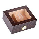 Personalized Cigar Humidor, Premium Engraved Wooden Cigar Box with Humidifier Holds Up to 56 Cigars, Tempered Glass Top Cedar Wood with Hygrometer & Divider Mens Gift