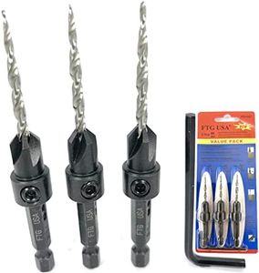 FTG USA Adjustable Wood Countersink Drill Bit Set 3 Pc #6 (9/64")