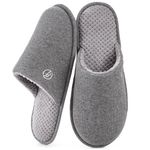 EverFoams Men's Cotton Knit Slippers Lightweight Memory Foam Indoor House Shoes with Anti-Skid Sole (11-12 M US, Dark Gray)