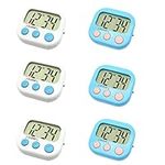 6 Pack Digital Timer for Teacher Small Timers for Kids Magnetic Back Big LCD Display Loud Alarm Minute Second Count Up Countdown With ON/OFF Switch For Classroom, Homework, Exercise(3 Blue & 3 White)