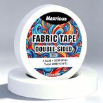 Double Sided Fabric Tape (2 Rolls) 40m Total - Cloth Tape 1/4" (1.5cm) & 1/2" (2cm) Wide, No Sew Hem Tape for Clothing Repair, Quick Temporary Hemming Tape for Trousers, Skirts, Clothes, DIY Crafts