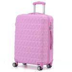 CMY Lightweight 4 Wheel ABS Hard Shell Travel Trolley Luggage Suitcase Set, Medium 24" Hold Check in Luggage (Pink)