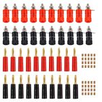 Hilitchi 40 Pcs Binding Posts Terminals 4mm Banana Plug Socket (20pcs) + Red and Black Gold Plated 4mm Banana Plugs(20pcs) for Arduino