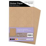 Round Kraft Labels Stickers Printable Paper Brown Color - 2 inches - Pack of 240 Labels - 20 Sheets