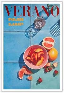 NAVIWEEK Retro Verano Posters 70s Relax Travel Vacation Botanical Still Life Kitchen Art Coastal Summer House Healthy Fresh Orange Fruit Food Prints For Home Bedroom Dorm Wall Decor 12x16in Unframed