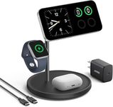 Anker MagSafe Charger Stand, iPhone 17 Wireless Charging Station, MagGo 3 in 1 Charging Station, Qi2 Certified 15W Wireless Charger, Desk Accessory, for iPhone 16/15/14/13/12, Apple Watch, AirPods