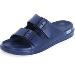 DOCTOR EXTRA SOFT Men's Classic Cushion Sliders/Slippers With Adjustable Buckle Strap For Adult | Comfortable & Lightweight |Stylish & Anti-Skid| Waterproof & Flip Flops For Gents/Boys D-505, Navy