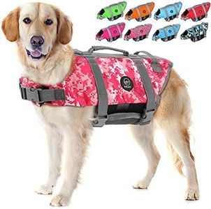 EMUST Dog Life Jackets, Dog Life Vests for Swimming, Beach Boating with High Buoyancy, Dog Flotation Vest for Small/Medium/Large Dogs, S, NewPinkCamouflage