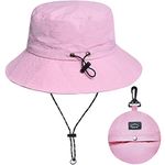 Pink Waterproof Bucket Hat for Women and Men - UV Protection Beach Sun Hat Fishing Safari Boonie Hat Rain Hat Adjustable Packable