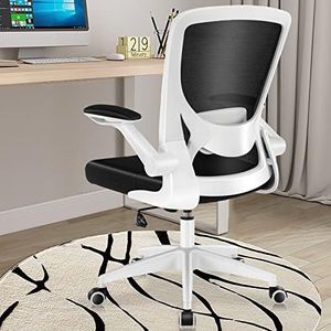 Ergonomic Office Chair, KERDOM Breathable Mesh Desk Chair, Lumbar Support Computer Chair with Wheels and Flip-up Arms, Swivel Task Chair BIFMA Passed, Adjustable Gaming Chair (KD9060-White)