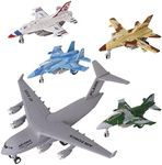 Crelloci 5 Pack Army Airplane Toys Set Military Fighter Jet Die Cast Plane Metal Aircraft Toy, Pull Back Play Vehicle Aircraft Gift for Kids Boys Girls Children 3+ Years Old