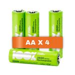 4 x AA Rechargeable batteries 2300 mAh 100% PeakPower NiMH Battery NEWLY released rechargeable batteries, committed to keeping your device on 100% of the time…