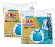 Nuby Diaper Disposable Bags, Fresh Baby Powder Scent, 2 Pack (50 Count Each Pack)