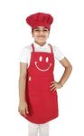 Switchon Polyester Waterproof Adjustable Kids Multi purpose Cooking Apron with a chef cap School Apron - for 6 years to 12 years Proudly made in india (RED)