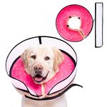 Inflatable Dog Cone Collar with Enhanced Anti-Licking, Soft Neck Donut for Dogs Cats, Recovery Pet Cone Collar After Surgery for Large Medium Small Dogs (Pink, X-Large)