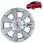 PRIGAN Wheel Cover for Hyundai EON 13 Inch Silver Wheel Cap (Available in 12,13,14,15,16 Inch) (Set of 4 Pcs) (Press Fitting) Model- GTX Silver-13