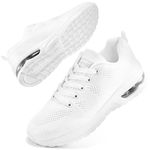 Judxsious Women's Athletic Sneakers Comfortable Walking Sport Breathable Running Air Cushion Casual Tennis Gym Shoes White