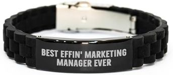 CUCOLUS Marketing Manager Best Effin' Gift Ever Glide lock Clasp Black Stainless Steel Silver and Silicone Christmas Adjustable Adjustable Gift from Friends to Marketing Manager