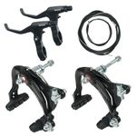 CYSKY Bike Brakes Set, Front and Rear C-Type Brakes Calipers, Include Inner and Outer Cables and Bike Brake Levers Kit for MTB Road Bicycle (Black)