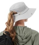 Hat Hut Waterproof Satin Lined Sun Hat for Women UV Protection Ponytail Hat Wide Brim Beach Hat Bucket Hat for Hiking Fishing (CA/US, Alpha, One Size, Light Grey)