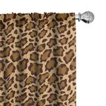 Ambesonne Leopard Print Curtains, Rhythmic Altered Version of Panther Specie Big Cat Skin, Window Treatments 2 Panel Set for Living Room Bedroom, Pair of - 28" x 95", Brown Caramel