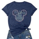 Magical Shirt for Women Magic Kingdom Tshirt Castle Graphic Tee Family Vacation Short Sleeve Tops Summer Casual Tops, Dark Blue1, Medium