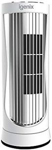 Igenix DF0022WH Mini Tower Fan, 12 Inch, 3 Speed Settings, Oscillating, Quiet Operation, 8 Hour Timer, Sleep/Natural Mode, Ideal for Desktops and Bedrooms - White