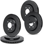 R1 Concepts Front and Rear Brakes and Rotors| Drilled Slotted Brake Rotors| Front and Rear Disc Brake Rotors| Fits 2010-2022 Lexus GX460, Toyota 4Runner