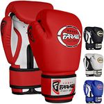 Farabi Sports Kids Boxing Gloves 6, 8-oz Junior Muay Thai Gloves Youth Kickboxing Sparring Punching Bag Training Gloves (Red/White, 4-oz)