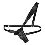 Leather Shoulder Holster, Vertical Concealed Holster Adjustable Gun Shoulder Holster with 7 Bullet Holder for 1911 G17 G17 G20 G23 M9 P85