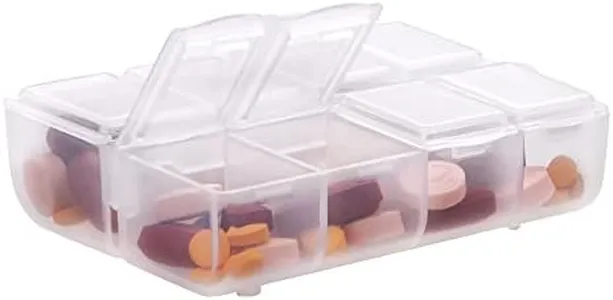 kwmobile 8-Compartment Pill Case - Pill Box Pill Organizer Pills Container Portable Holder 3" x 2-1/2" (75mm x 63mm) - Matte Transparent